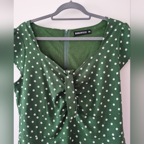 Dangerfield midi dress, green, short sleeve AU14 - Picture 3 of 5